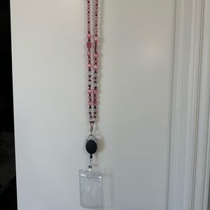 Beaded pink lanyard